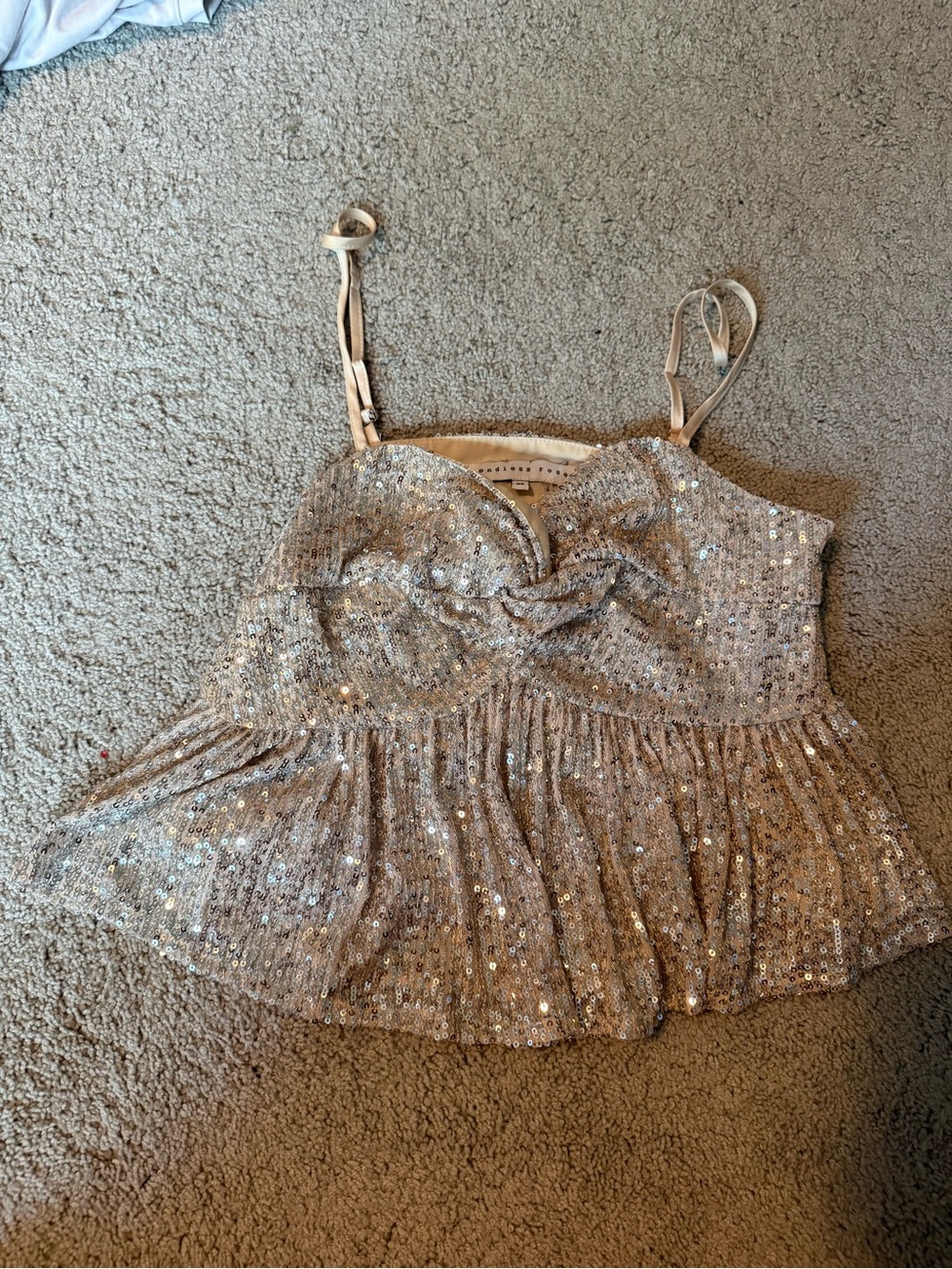Sequin Peplum Tank Top - gold Sparkle